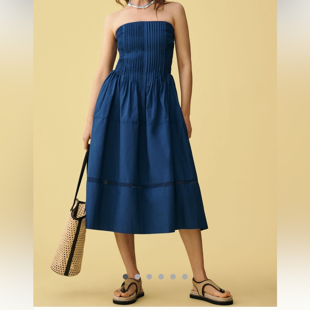 By Anthropologie Cotton Poplin Strapless
Midi Dress.